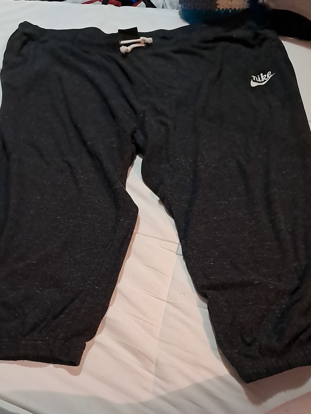 Nike Black Track Joggers with White Drawstring